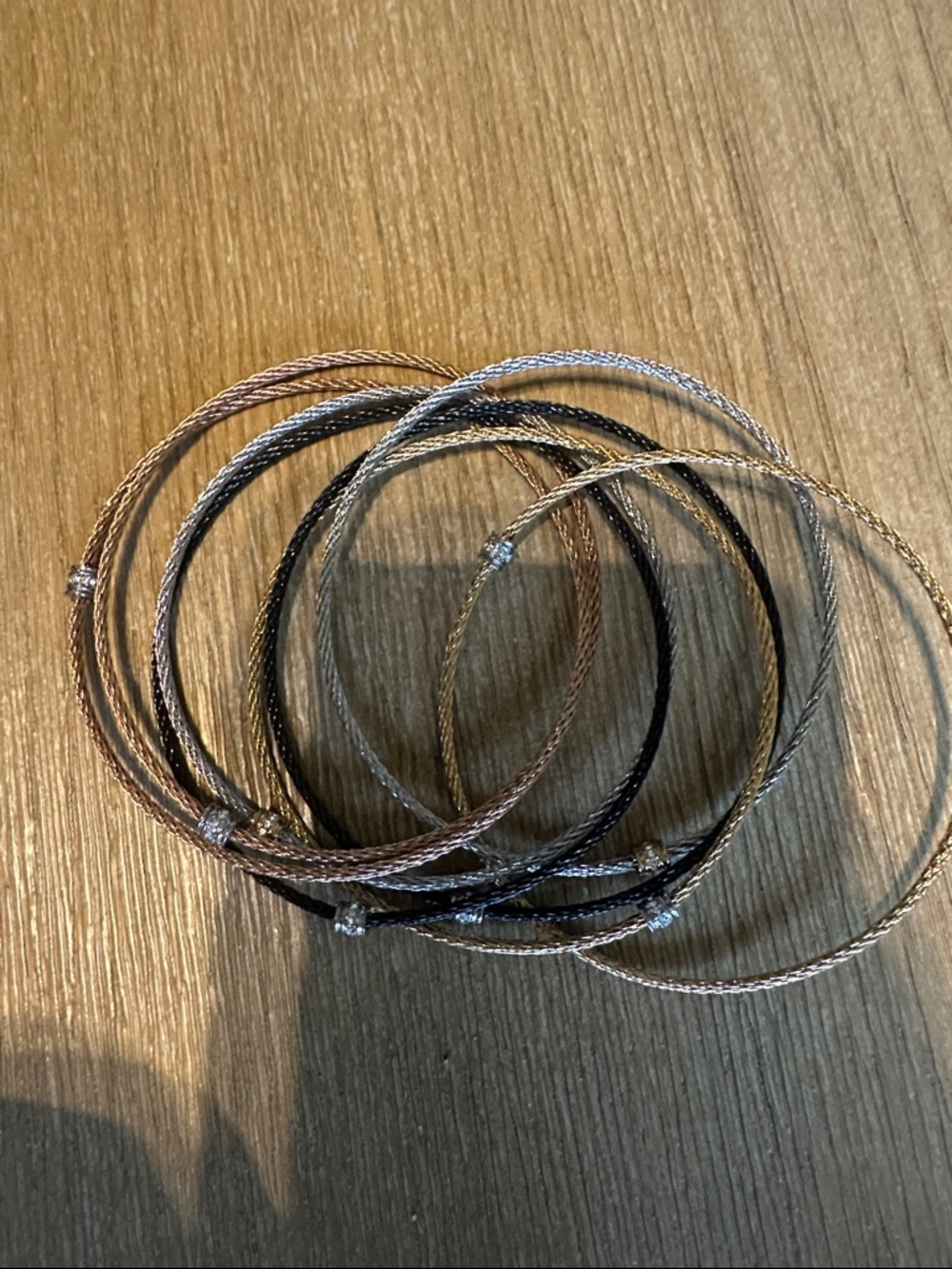 Mixed Metal Cable Bangle Set - Multi-Color Women Jewelry